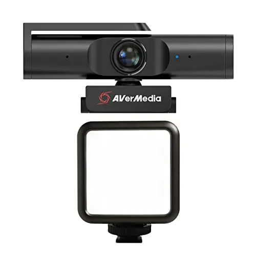 AVerMedia PW513 Live Streamer CAM Light, 4K Ultra HD USB Webcam with Rechargeable Mini RGB Light for Gaming and Live Streaming, Works with OBS, Streamlabs, Zoom, Teams and Skype