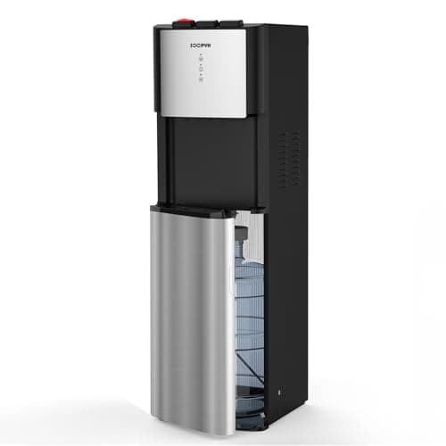 SOOPYK Self Cleaning Bottom Load Water Cooler Dispenser for 3-5 Gallon Bottle Hot Cold and Room Water, Child Safety Lock, Empty Bottle Alert, Stainless Steel