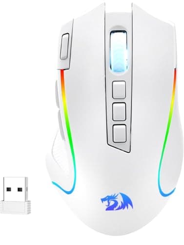 Redragon M612 PRO RGB Gaming Mouse, 8000 DPI Wired/Wireless Optical Mouse with 9 Programmable Buttons & 6 Backlit Modes, BT & 2.4G Wireless, Software Supports, White