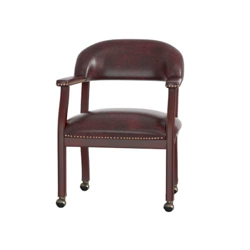 Boss Captain’s Chair In Burgundy Vinyl W/ Casters 7