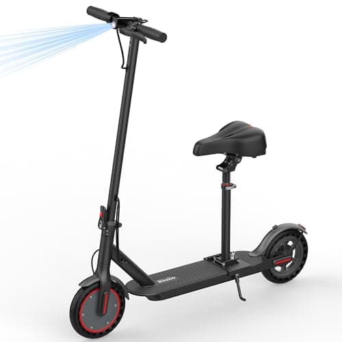 Folding Electric Scooter for Adults with Seat- 19MPH & 21-Mile Range, 350W Motor, 8.5" Solid Tires with App Control & Dual Brake System - UL2272 Certified Commuter E-Scooter