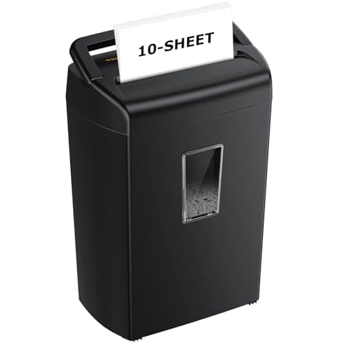Bonsaii 10-Sheet Cross Cut Paper Shredder, 5.5 Gal Home Office Heavy Duty Shredder for Credit Card, Staple, Clip with Transparent Window(C209-D)