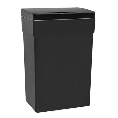 PayLessHere 13 Gallon 50 L Trash Can with Lid Plastic Kitchen Trash Bin Automatic Touch Free Motion Sensor Trash Can (1, Black)
