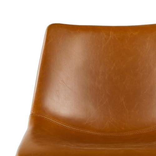 Walker Edison Xuma Modern Faux Leather Armless Low Back Counter Stool, Set of 2, Whiskey Brown 5