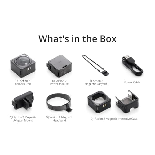 DJI Action 2 Power Combo (128GB), Action Camera 4K + Extended Battery Module, 4K/120fps, Super-Wide 155° FOV, Magnetic Attachments, Stabilization Technology, Mini Action Camera 7
