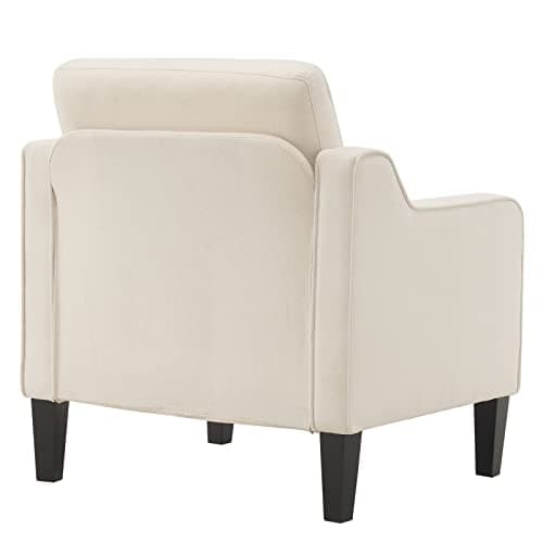 VINGLI Mid Century Modern Accent Chair, Beige Fabric Accent Chairs for Living Room Upholstered Armchair Sofa with Scooped Arms for Bedroom, Apartment, Studio, Office, Waiting Room 7