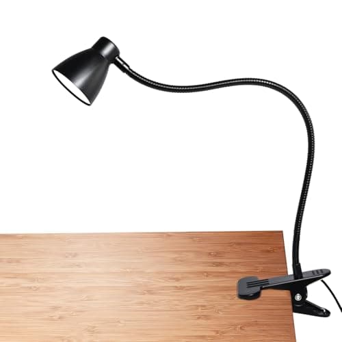 CeSunlight CRI 90+ Clip on Reading Light, Small Clamp on Desk Lamp, 3000K-6500K Adjustable Color Temperature, Gooseneck Bed Clip Light for Headboard(Adapter Included)