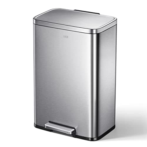 EKO Madison Brushed Stainless 50 Liter/13.2 Gallon Step Trash Can with Inner Liner - Fingerprint Resistant Finish 8