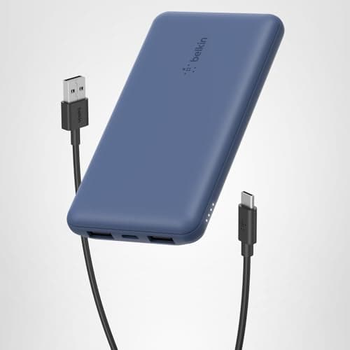 Belkin Portable Charger, USB C Power Bank 10000 mAh w/ 2xUSB-A Ports, 15W w/ Type-C to Type-A Cable - iPhone 17, Air, Pro, Pro Max, Samsung Galaxy S25, Nintendo Switch 2, Google Pixel 10, etc. - Blue 12