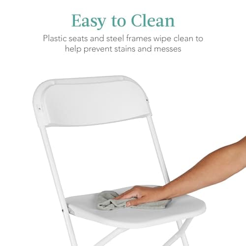 Best Choice Products Set of 10 Plastic Folding Chairs, Portable Stacking Indoor Outdoor Seating for Home, Yard, Garden, Parties, Events w/Non-Slip Feet, 350lb Weight Capacity - White 7