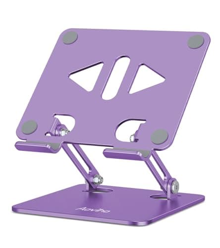 Aoviho Tablet Stand Holder for Desk, Adjustable Desktop Tablet Holder, Foldable Aluminum Tablet Mount for iPad pro 12.9, iPad Air Mini, Samsung Galaxy Tabs Z Fold Kindle Fire 4-12 inch Purple