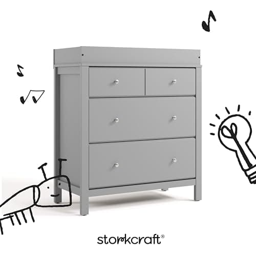 Storkcraft Horizon 3 Drawer Chest with Changing Topper (Pebble Gray) – GREENGUARD Gold Certified, Includes Removable Changing Table Topper, Chest of Drawers for Nursery & Kids Bedroom 7