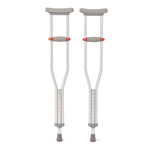 Medline Lightweight Aluminum Red Dot Crutches, for Patients 5'1"–5'9", Walking Aid for Adults & Seniors, Comfortably Supports Up to 300 lbs
