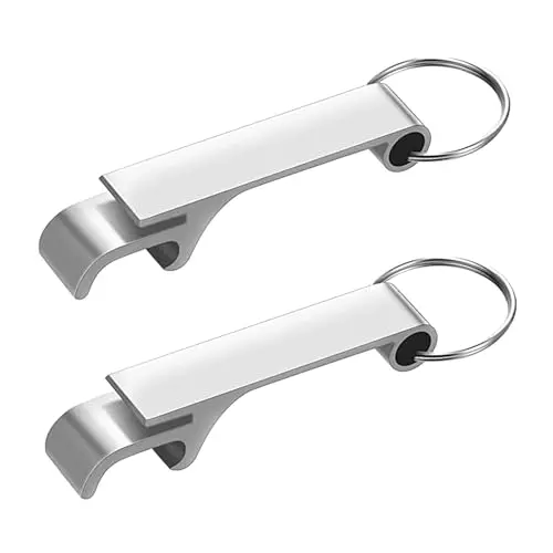 Rpanle Set of 2 Key Ring Bottle Opener, Beer Bottle Opener Claw Bar Small Ring Beverage Keyring, Mini Bottle Openers in Silver Keyring, Beer Bottle Opener