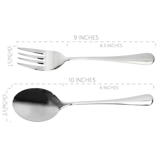 Cornucopia Brands Serving Spoons & Large Serving Forks Set (4 pack, 2 of each); Buffet & Banquet Style Elegant Classic Serving Utensils 6