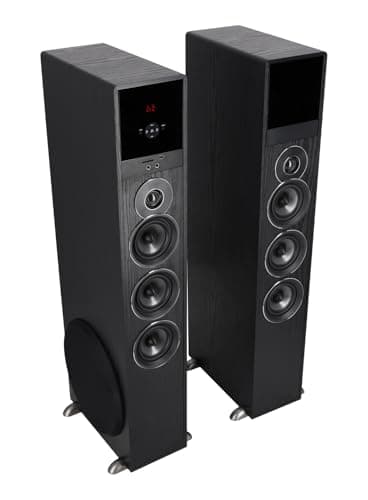 Rockville TM150B Powered Home Theater Tower Speaker System, Black, 1000W, 10" Subwoofers, Bluetooth, USB/SD Playback, FM Radio, Remote Control, Karaoke Ready, Perfect for Home Entertainment