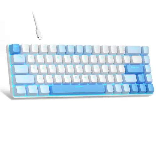 MageGee Portable 60% Mechanical Gaming Keyboard, MK-Box LED Backlit Compact 68 Keys Mini Wired Office Keyboard with Red Switch for Windows Laptop PC Mac - Sky Blue