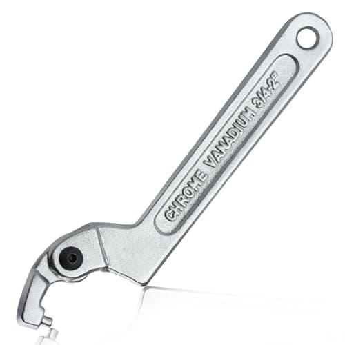 LEONTOOL Adjustable C Spanner Hook Wrench Tool Adjustable Pin Spanner Wrench Tool for Mechanical Equipments Vehicles Tighten Lock Nuts & Bearings, Round Head, 3/4-2"(19-51mm), Chrome-Vanadium Steel