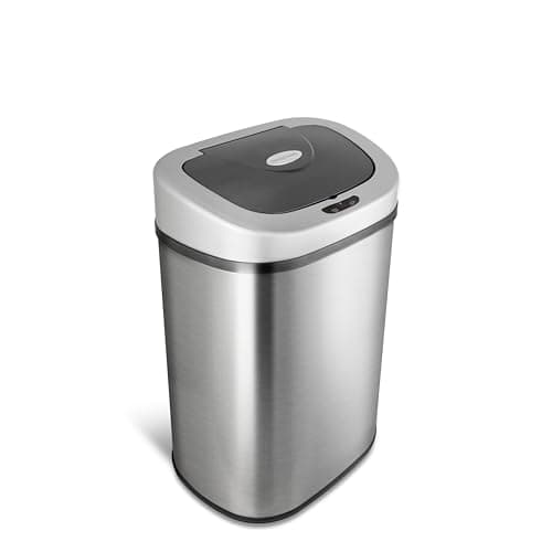 NINESTARS DZT-80-4 Automatic Touchless Motion Sensor Oval Trash Can, 21 Gal. 80 L., Stainless Steel 10