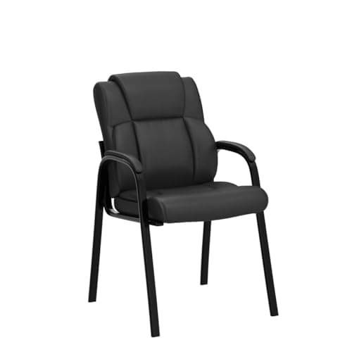 CLATINA Leather Guest Chair with Padded Arm Rest for Reception Meeting Conference and Waiting Room Side Office Home Black 4 Pack 5