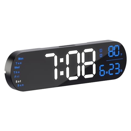 ANALOI Digital Wall Clock Large Display, 13.7 inch Large Digital Wall Clock with RGB Color Changing Remote Control, Date Week Temperature DST, Auto Brightness Dimmer Big Clock with Night Lights 9