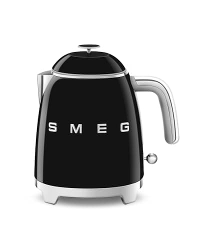 SMEG Mini 50's Retro Style 3 Cup Electric Kettle with Double Wall Anti Slip Base and Water Level Indicator (Black)