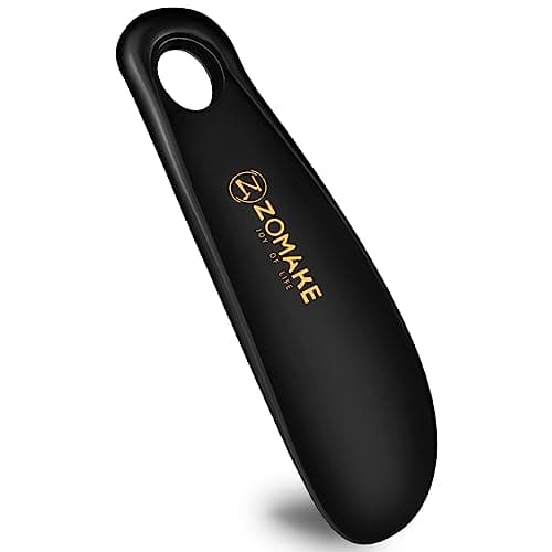 ZOMAKE Plastic Shoe Horn for Kids Men Women,Travel Small ShoeHorn Size,Portable Shoe Spoon Boot Horn Helper 7.3''(Black)
