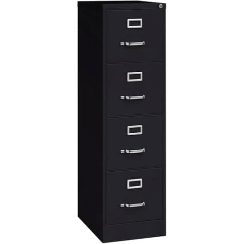Scranton & Co 22" 4-Drawer Metal Letter Width Vertical Filing Cabinet in Black, Lockable, Sturdy Steel Construction, Office or Home Use, Durable Letter Size File Storage