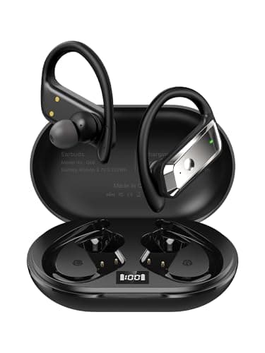 Hulaed Wireless Earbuds Bluetooth 5.4 Headphones 53H Playtime Sport Earphones with LED Display,Over-Ear Buds Built in Mic in Ear Waterproof Headset for Workout Running Gaming - Black
