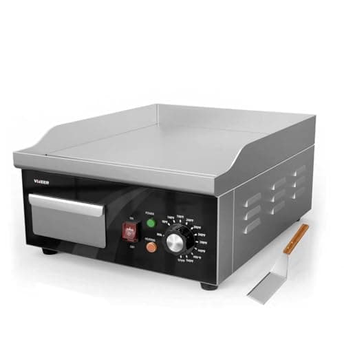 Electric Griddle, 14 Inch Flat Top Grill Commercial Electric Griddles Stainless Steel Adjustable Temperature Control 90℉-575℉ for Home or Restaurant Use