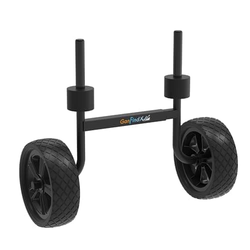 GanFindX Heavy Duty Kayak Cart | Adjustable Foldable Trolley with Durable Wheels, Portable Kayak Transport Cart, Tie-Down Straps Included (Jet Black-Adjustable Width)