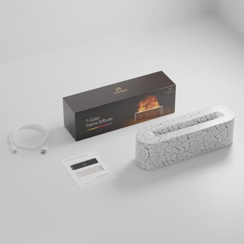 7-Color Volcano Flame Diffuser Fire Diffuser Humidifier Aromatherapy Essential Oil Diffuser Waterless-Off with Timing Function Perfect for SPA & Sleep 7