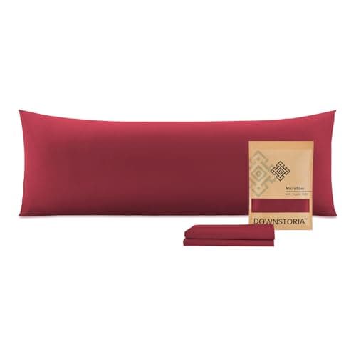 DOWNSTORIA Body Pillow Cover, Ultra Soft Microfiber Long Pillowcase, Envelope Closure Large Pillow Cases 20x54 inch (Burgundy Red)