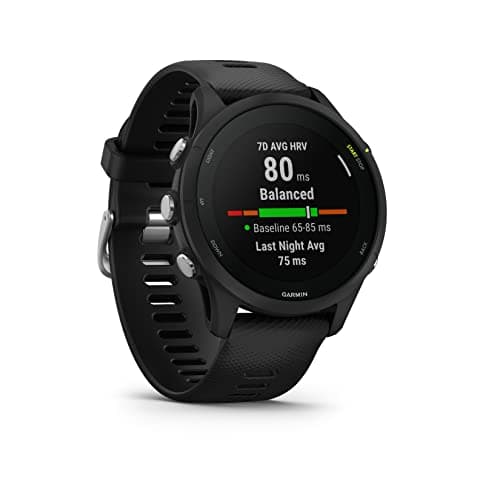 Garmin Forerunner 255 Music GPS Running Smartwatch, Advanced Insights, Long-Lasting Battery, Black with Wearable4U Black Earbuds Bundle 5