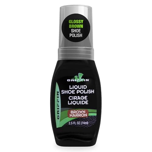 Griffin Brown Shoe Polish – 2.5 Oz – Instant Shine & Protection for Leather Shoes, Boots, Accessories, Quick-Drying, No Buffing Needed, Easy Sponge Applicator for Smooth, Mess Free Application