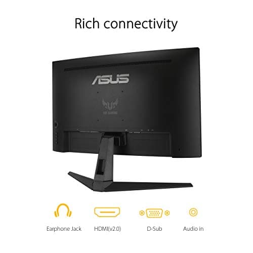 ASUS TUF Gaming VG27VH1B 27” Curved Monitor, 1080P Full HD, 165Hz (Supports 144Hz), Extreme Low Motion Blur, Adaptive-sync, FreeSync Premium, 1ms, Eye Care, HDMI D-Sub, Black 6