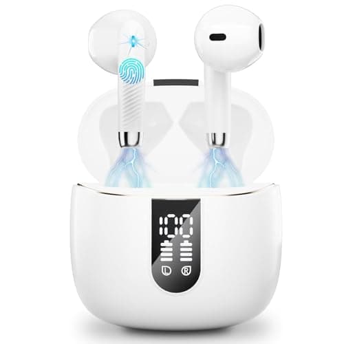 Wireless Earbuds, Bluetooth Headphones 5.4 with ENC Noise Cancelling Mics, 40H Bluetooth Ear buds Stereo Bass with Dual LED Display Charging Case, IP7 Waterproof Wireless Earphones for Android, iOS