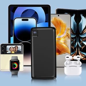 Enerwow 50000mAh Portable Power Station 30W PD QC 4.0 Fast Charging Power Bank [2026 New] for Camping Fishing & Live Stream for iPhone 17Pro Max/16/15 Samsung Galaxy Tablets USB-C & USB-A 9