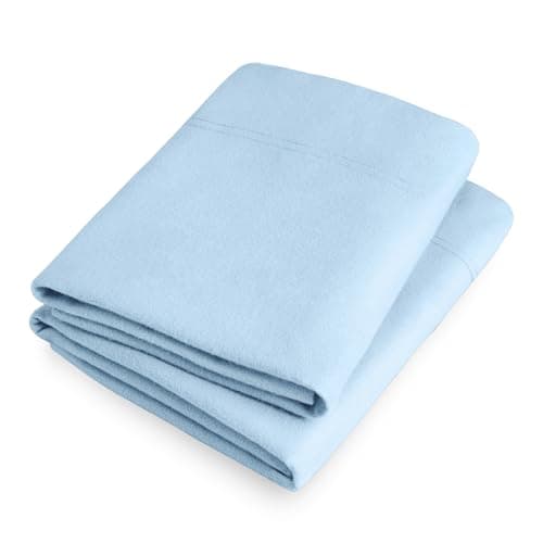 Bare Home Flannel Standard Pillowcases Set of 2-100% Cotton - Velvety Soft & Cozy - Double Brushed Heavyweight Flannel Pillowcases (Standard Pillowcase Set of 2, Light Blue) 7