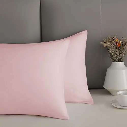 Mosluna Pink Pillow Cases Queen Size Set of 2, Brushed Microfiber Pillowcases 2 Pack with Envelope Closure, Super Soft Breathable Pillow Covers（Pink, 20x30 Inch） 6
