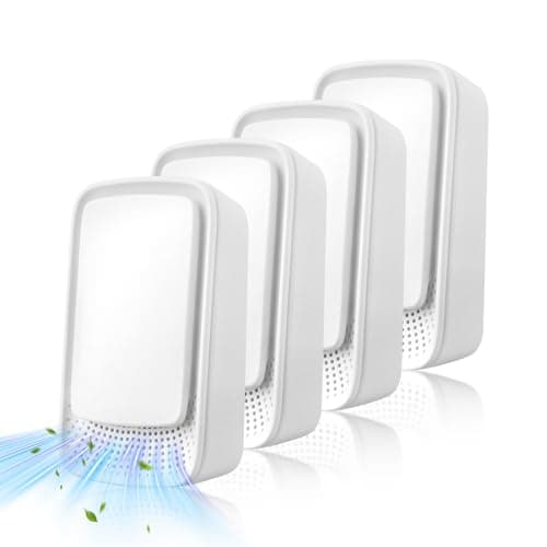 Plug-In Ionic Air Purifier (4), Home Air Ionizer, Silent Filterless Air Purifier, Silent Filterless Air Purifier for Home, Portable Negative Ion Air Freshener for Pet Odors, Dust, and Smoke.