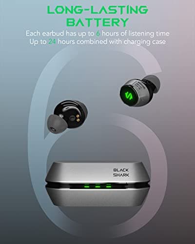 Black Shark Wireless Earbuds with 35ms Ultra-Low Latency, Gaming Bluetooth Earbuds with Studio-Quality Sound, Bluetooth 5.2, IPX5 Waterproof, 24h Listening Time, Clear Mics, Comfort Fit - Lucifer T4 6
