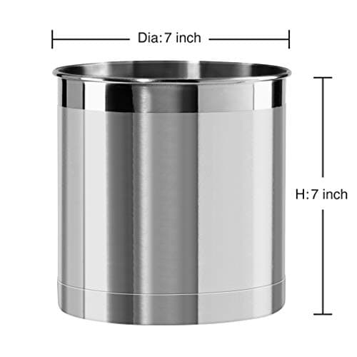 Oggi Stainless Steel Jumbo Utensil Holder - 7" Utensil Caddy, Weighted Base for Stability - Extra Large Utensil Crock and Countertop Utensil Organizer, Stainless Steel 8