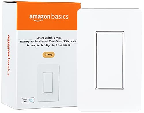 Amazon Basics Smart Light Switch, 3-Way, Works with Alexa Only, Voice Control, 2.4 GHz Wi-Fi, No Hub Required, White