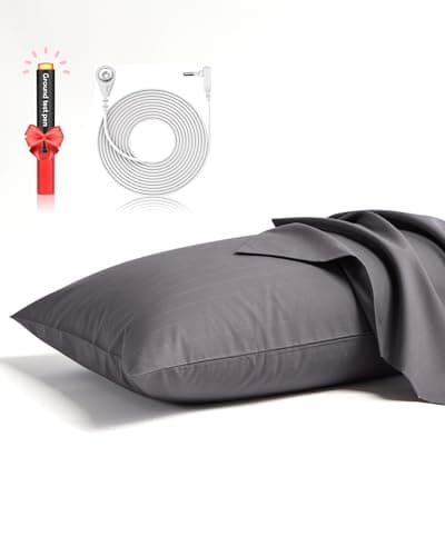 1PC Grounding Pillowcase 10% Pure Silver Fiber+90% Cotton, Grounding at Home-Make You Healthier's Earth Connected Pillow Cover with Grounding Cord Included (Dark Grey, 20x30in)