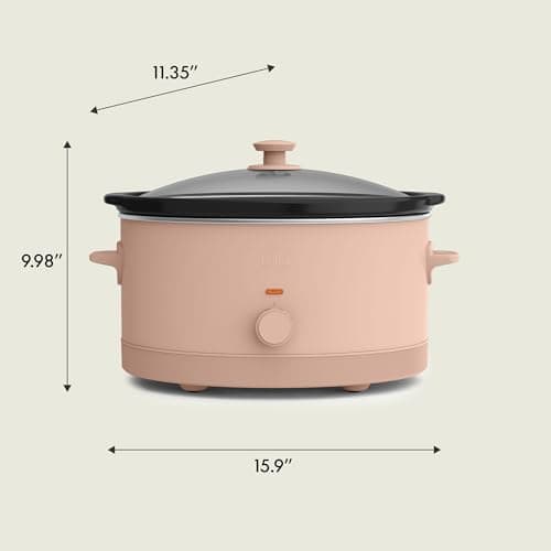 bella 6.0 Qt Manual Slow Cooker, Ceramic Nonstick Coating, 3 Temperature Settings, Dishwasher Safe Stoneware Pot and Tempered Glass Lid, Cool Touch Handles & Tangle Free Cord Wrap, Blossom 8