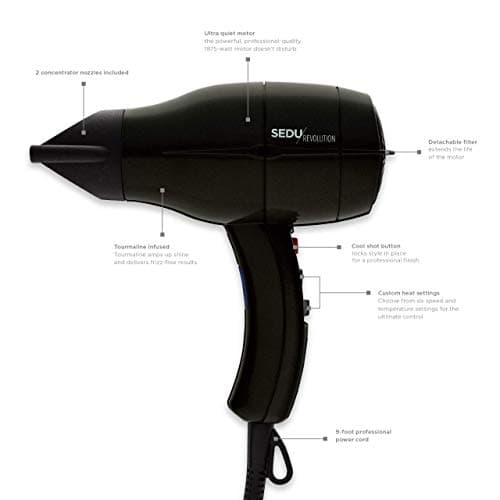 Sedu Revolution PRO 4000i Hair Dryer - Ceramic & Tourmaline Technology - Ionic Generator - 1875 Watts (Black) 4