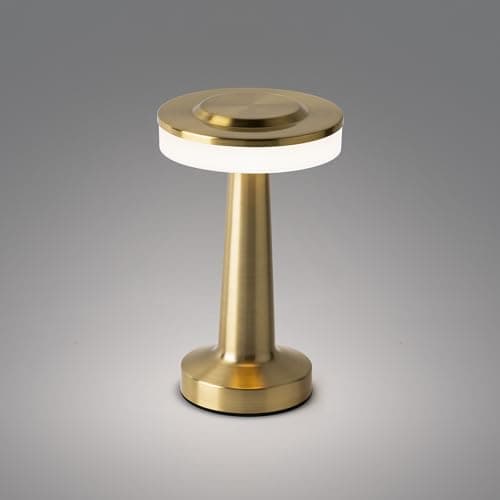 East Grove Home Radiance LED Cordless USB-C Re-Chargeable Desk Lamp, 5200mAh Battery Operated with 3 Color Temperature 2700K-3000K-3500K and Fingertip Touch On/Off Plus Dimming in Satin Brass
