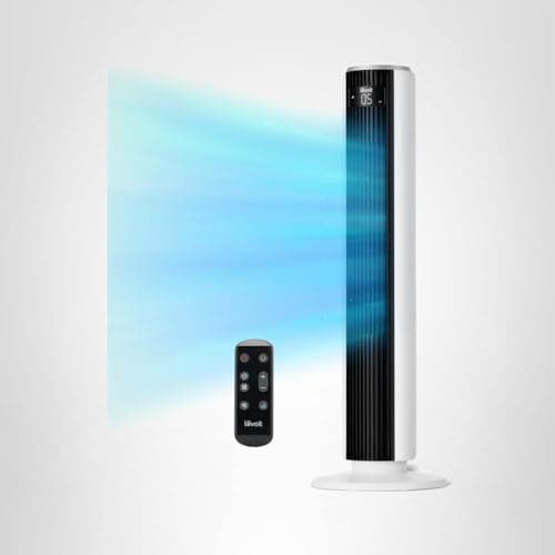 LEVOIT Tower Fan for Bedroom, Standing Fan with 28dB Quiet for Sleep, Remoter, 12H Timer, 25ft/s Velocity, 5 Speeds, 4 Modes, 90° Oscillation for Home, Office, Indoor, Bladeless 36 inch, White 9