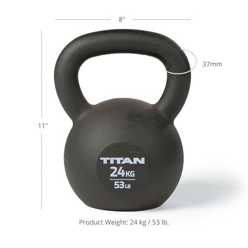 Titan Fitness 24 KG Cast Iron Kettlebell, Single Piece Casting, KG and LB Markings, Full Body Workout 6